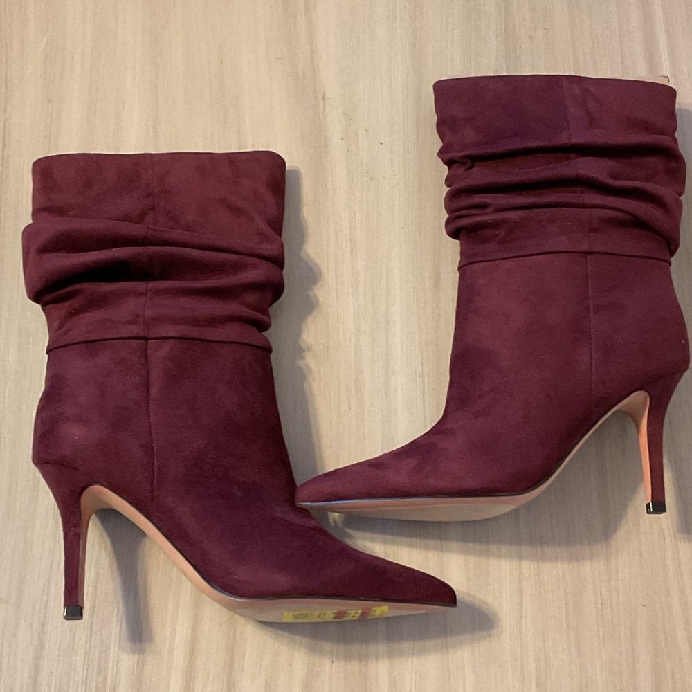 Nine West Rich Burgundy Heeled Slouch Boots